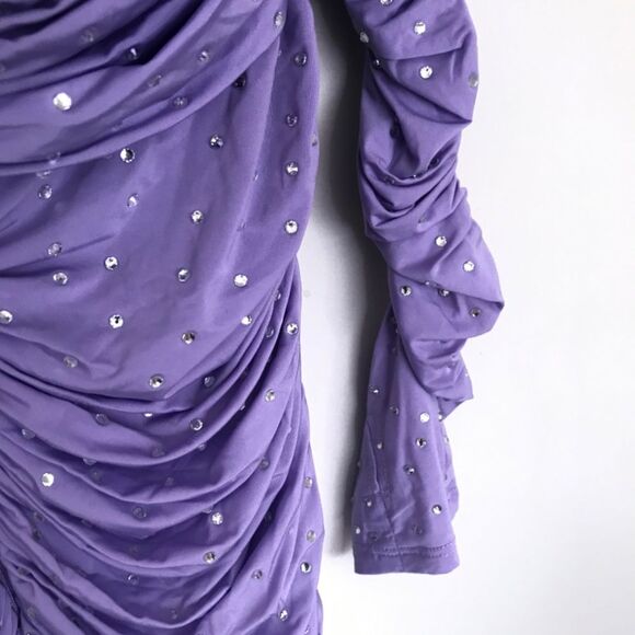 NWOT Alex Perry embellished rouched dress purple - Picture 11 of 12